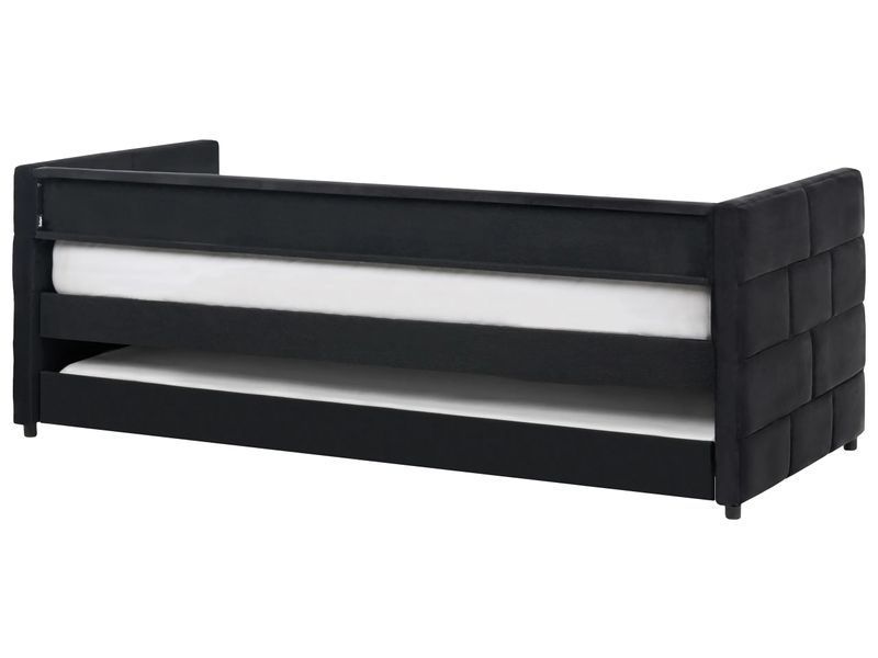 Выдвижная кровать из бархата CHAVONNE 90 x 200 см (односпальная, стандарт ЕС) Черная 366175-730712 фото