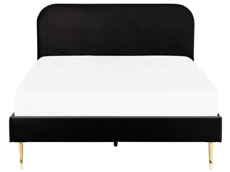 Ліжко оксамитове FLAYAT 140 x 200 см (EU Double) Чорне 278666-337725 фото