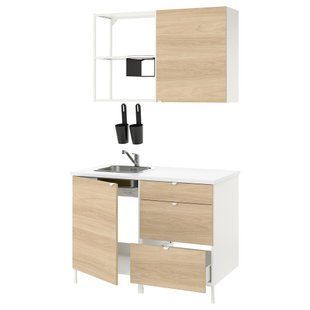 ІКЕА ENHET, 593.372.17 Кухня, білий, імітація дуба, 123x63.5x222 см 593.372.17 фото