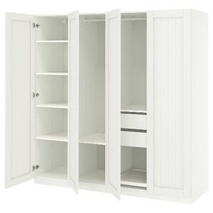 ИКЕА Комбинация шкафов PAX ПАКС / GULLABERG, 395.637.58 Комбинация шкафов, белый, белый, 200x60x201 см 395.637.58 фото