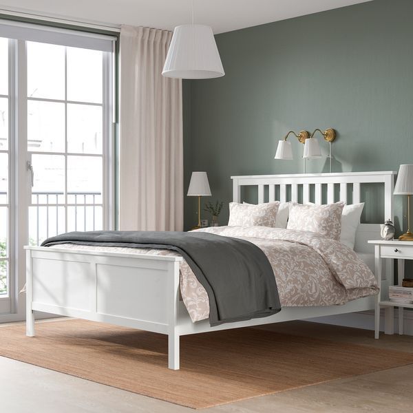 ІКЕА HEMNES ХЕМНЕС, 290.197.92 Каркас ліжка, біла пляма, Лейрсунн, 140x200 см 290.197.92 фото