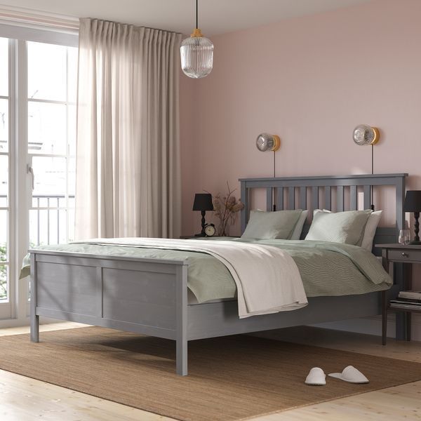 ІКЕА HEMNES ХЕМНЕС, 392.471.85 Каркас ліжка, пофарбований у сірий колір., ЛУРОЙ, 140x200 см 392.471.85 фото