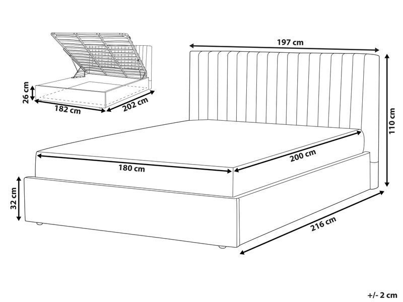 Ліжко-пуф букле VION 180 x 200 см (EU Super King) зеленого кольору 349647-696577 фото