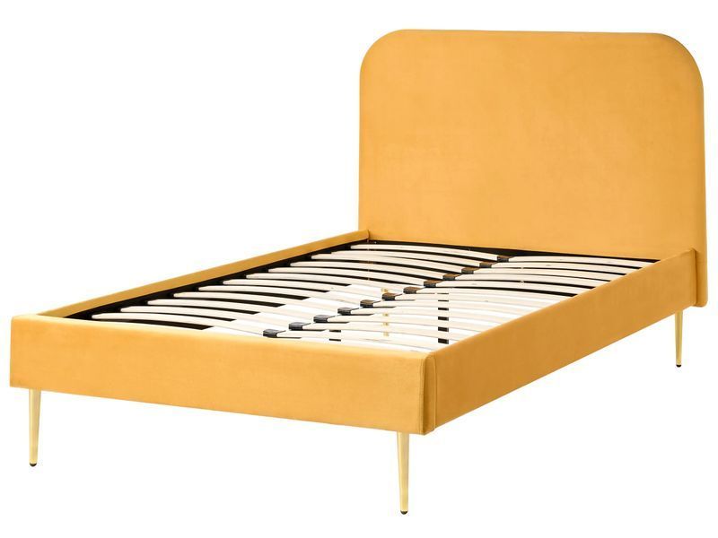 Ліжко оксамитове FLAYAT 120 x 200 см (EU Small Double) Жовте 349234-675090 фото