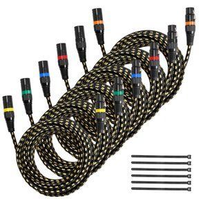 Кабель VEVOR XLR 7,62 м, 6 шт., екранований, балансний, для мікрофона DMX (штекер-гніздо), позолочений, 3-контактний кабель XLR для мікрофонів, сценічного освітлення, мікрофонів, підсилювачів. 9250-KNYPXKNGDM251W6B2001V9 фото