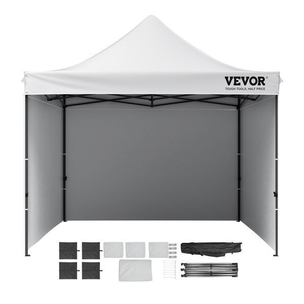 Беседка VEVOR 304,8 x 304,8 x 320 см, садовая палатка, 500D PU, серебристая, складная, регулируемая высота, в комплекте сумка для хранения, палатка для вечеринок, на 6-8 человек, быстросборная палатка, белая, садовая беседка для кемпинга 4043-DCSYPBS1010FTGMH8V0 фото