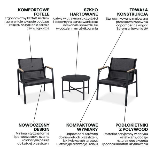 Комплект черной мебели для балкона MANGO - Focus Garden 007085-9990355 фото