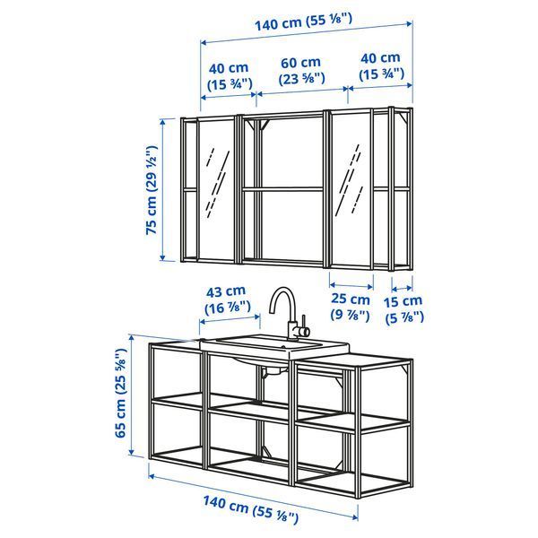 ИКЕА Ванная комната ENHET, 295.473.11 Ванная комната, белый, 140x43x65 см 295.473.11 фото