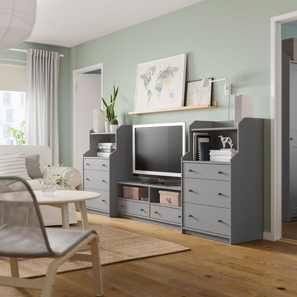 ИКЕА TV HAUGA ХАУГА, 793.884.37 TV, Комбинация, серый, 277x46x116 см 793.884.37 фото