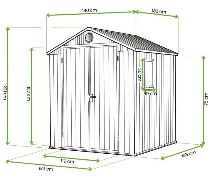 Садовий сарай DARWIN 6x6 Графіт - 190x182 см - KETER 003635-9990106 фото