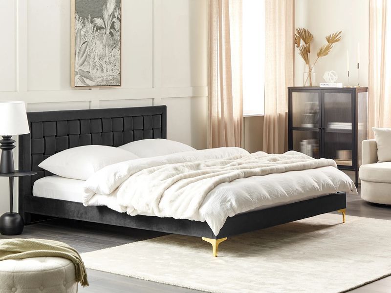 Ліжко оксамитове LIMOUX 180 x 200 см (EU Super King) Чорне 277593-397976 фото