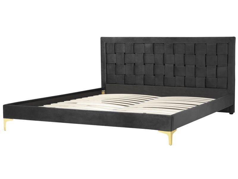 Ліжко оксамитове LIMOUX 180 x 200 см (EU Super King) Чорне 277593-397976 фото