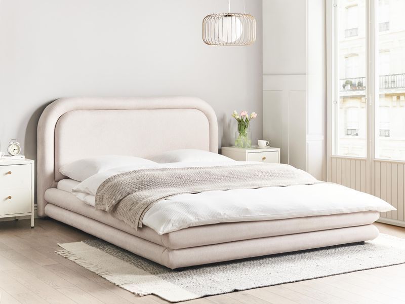 Ліжко зі штучної льону LAVARDENS 160 x 200 см (EU King Size) Світло-бежева 331387-603337 фото