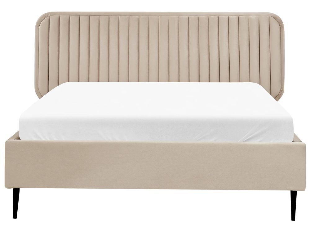 Ліжко оксамитове BRIN 140 x 200 см (EU Double) кольору Taupe 316683-563877 фото