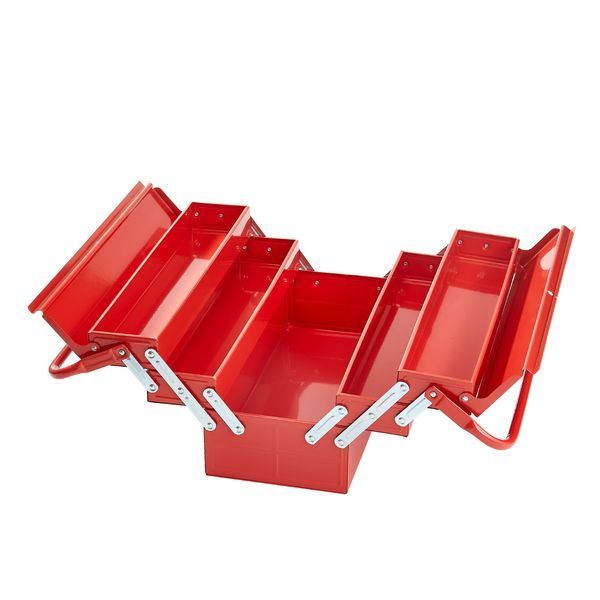 Ящик для инструментов VEVOR 457,2 x 200 x 215 мм, 3-ярусный, 5-секционный, с ручкой и отверстием для замка, сталь с порошковым покрытием, кейс для инструментов для дома, завода, склада, ремонтной мастерской, красный. 7311-FDSBXSGJX18IMMLQMV0 фото