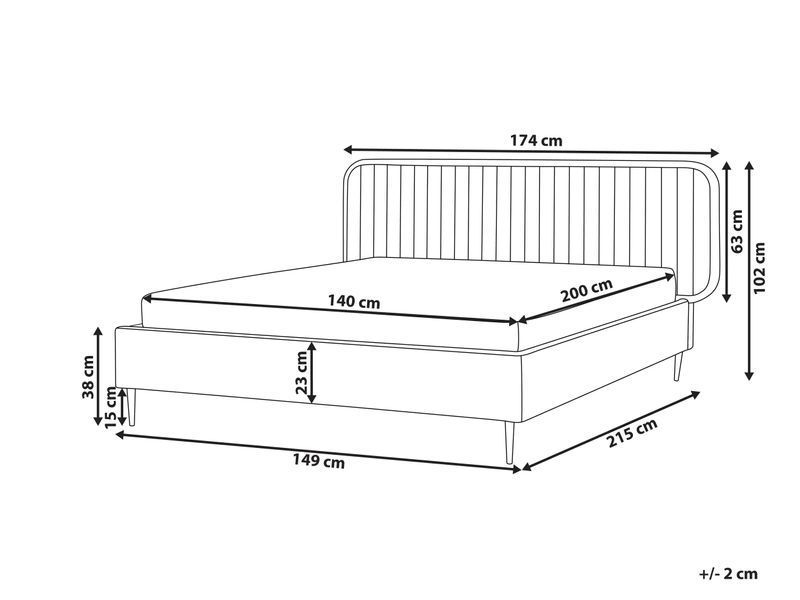 Ліжко оксамитове BRIN 140 x 200 см (EU Double) кольору Taupe 316683-563877 фото
