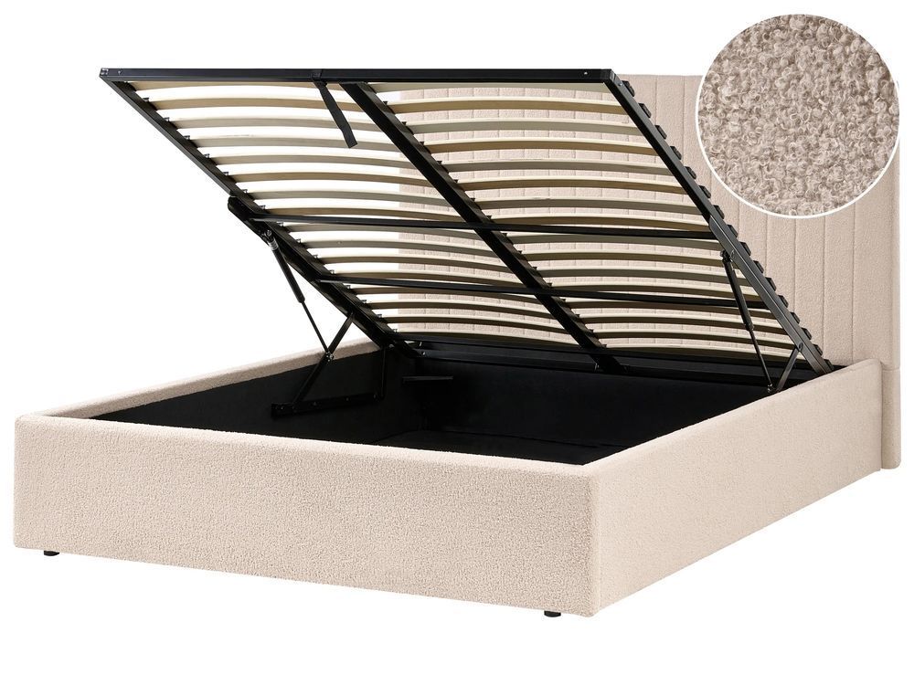 Пуф-ліжко букле VION 140 x 200 см (EU Double) бежевий 359400-696426 фото