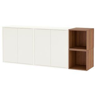 ИКЕА Комбинированный настенный шкаф EKET ЭКЕТ, 294.926.91 Комбинированный настенный шкаф, белый, грецкий орех, 175x35x70 см 294.926.91 фото