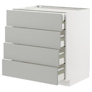 ИКЕА Напольный шкаф 4 фронт. панели METOD МЕТОД / MAXIMERA МАКСИМЕРА, 995.385.82 Напольный шкаф 4 фронт. панели, 2 ящика, 3 средних ящика, белый, Хавсторп светло-серый, 80x60 см 995.385.82 фото