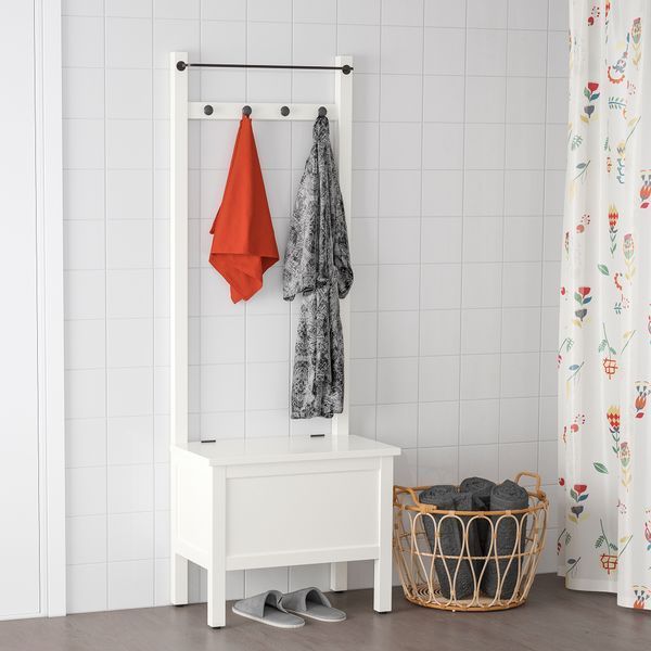 ІКЕА HEMNES ХЕМНЕС, 303.966.55 Лавка зі сховищем, стрижень, 4 гачки, білий, 64x37x173 см 303.966.55 фото