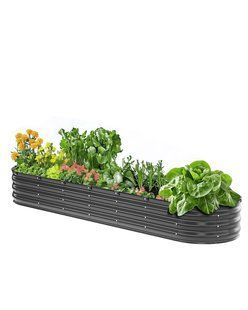 Металева піднята грядка VEVOR, 239x60x27 см, оцинкована, з відкритим дном, овальна грядка для вирощування овочів, квітів, трав та сукулентів, темно-сірий колір. 6963-JSYHZZCTYXSH2CQH0V0 фото