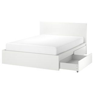 ИКЕА Каркас кровати с 2 корзинами MALM МАЛЬМ, 791.759.83 Каркас кровати с 2 корзинами, белый, Лурой, 160x200 см 791.759.83 фото
