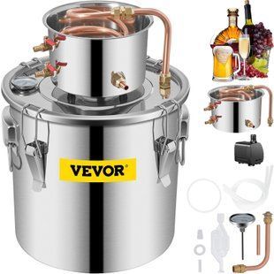 VEVOR 30 л спиртовий дистилятор, спиртовий дистилятор з циркуляційним насосом, спиртовий дистилятор з мідною трубою, дистилятор для віскі з вбудованим термометром, нержавіюча сталь 5147-ZLSJ8GALDTDB00001V2 фото