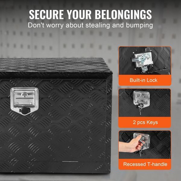 VEVOR Truckbox, ящик для інструментів, 760 x 355 x 405 мм, алюмінієвий сплав, вантажопідйомність 30 кг, чорний, що замикається 0897-CDKCGJX23014H8XL3V0 фото