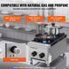 Профессиональная газовая плита VEVOR с 2 газовыми конфорками, работающая на пропане/природном газе, газовая варочная панель из нержавеющей стали, коммерческий кухонный прибор размером 305 x 770 x 335 мм для ресторанов, отелей и кафе, мощность 14 кВт. 2897-SYTSRQZBDJK28D53HV0 фото 3