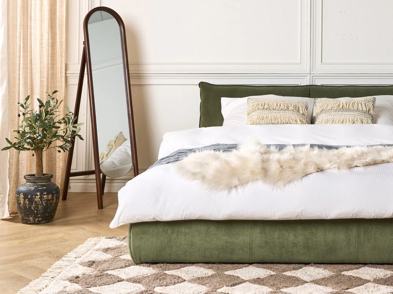 Ліжко Corduroy VINAY 160 x 200 см (EU King Size) Оливково-зелене 338921-416817 фото
