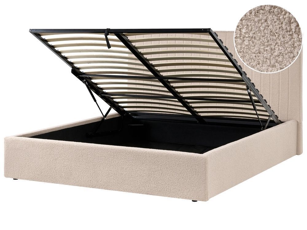 Пуф-ліжко букле VION 160 x 200 см (EU King Size) бежевий 356524-696464 фото