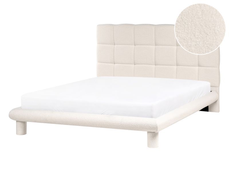 Ліжко букле CRESSAT 140 x 200 см (EU Double) кремово-білого кольору 339188-653723 фото