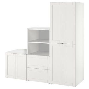 ИКЕА Стелаж SM&Aring;STAD СМОСТАД / PLATSA ОПХУС, 294.876.37 Стелаж, белый, белая рамка, 180x57x181 см 294.876.37 фото