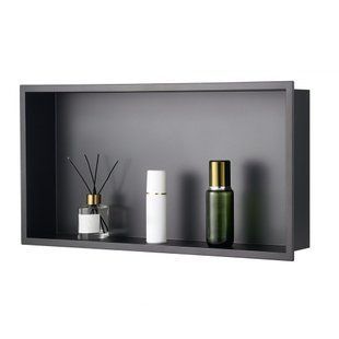Ниша для душа VEVOR, 10,16 x 33,02 x 63,5 см. Настенная ниша для душа, органайзер для хранения мыла и шампуня, изготовлена ​​из нержавеющей стали, прочная и простая в установке, черного цвета, для ванной комнаты. 11437-BXGLYBKHS1C1QL8XL001V0 фото