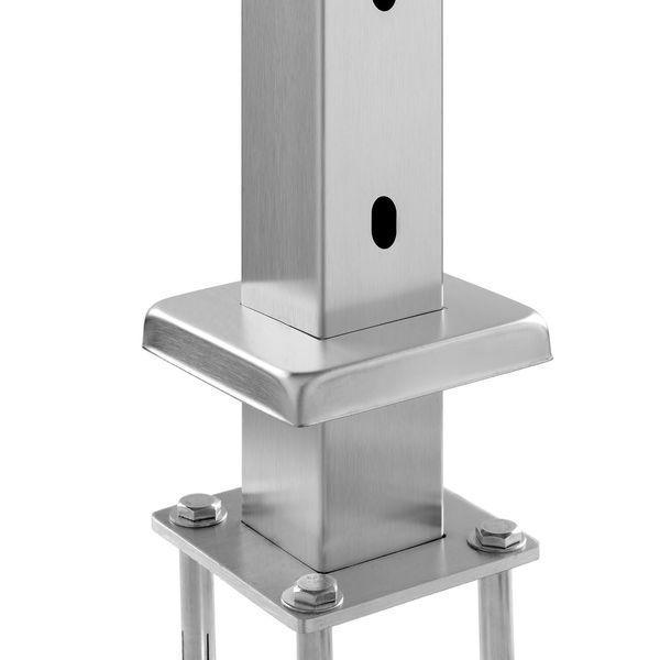 Стойки для тросовых ограждений VEVOR, 36" x 2" x 2" с горизонтальными отверстиями, 10 предварительно просверленных отверстий, стойки из нержавеющей стали SUS304 с изогнутым кронштейном, комплект из 1 шт., серебристый, 1JZLGZ91455YMDM3LV0 10371-1JZLGZ91455YMDM3LV0 фото
