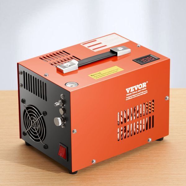 Воздушный компрессор VEVOR PCP, 4500 PSI, для пневматического оружия, со встроенным преобразователем и системой охлаждения вентилятором, компрессорный насос DC12V/AC230V с ручной остановкой, подходит для пневматического оружия, пейнтбольных баллонов и 0322-QQGYCQJJS25032N0IV2 фото
