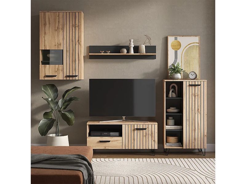 Настенное украшение из дуба и мятлика, 43x26,6x110 см, янтарного цвета. 4784104-0006748 фото