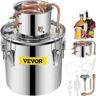 VEVOR 19 л спиртовий дистилятор, спиртовий дистилятор з циркуляційним насосом, спиртовий дистилятор з мідною трубою, набір для дистиляції віскі з вбудованим термометром, набір для приготування віскі 5149-ZLSJ5GALDTDB00001V2 фото