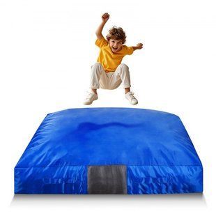 Детский батут VEVOR Crashpad 150 x 150 см, с поролоновыми блоками и моющимся чехлом, мягкая поролоновая зона приземления, защитный мат от падения, оборудование для сенсорных комнат для прыжков, отдыха и игр, синий цвет. 9656-KLFZDLS55FTCV0MKN001V0 фото