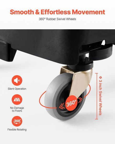 Візок сміттєвий VEVOR 460x252 мм, підходить для контейнерів об'ємом 60,6/87 л, сміттєвий візок з 4 фіксованими колесами, вантажопідйомність 90 кг, сміттєвий візок, візок для пластикових відходів 11064-LJTTCHS1JFXBQXAQTV0 фото