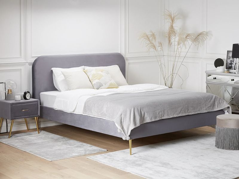 Ліжко оксамитове FLAYAT 160 x 200 см (EU King Size) сірого кольору 294459-191773 фото