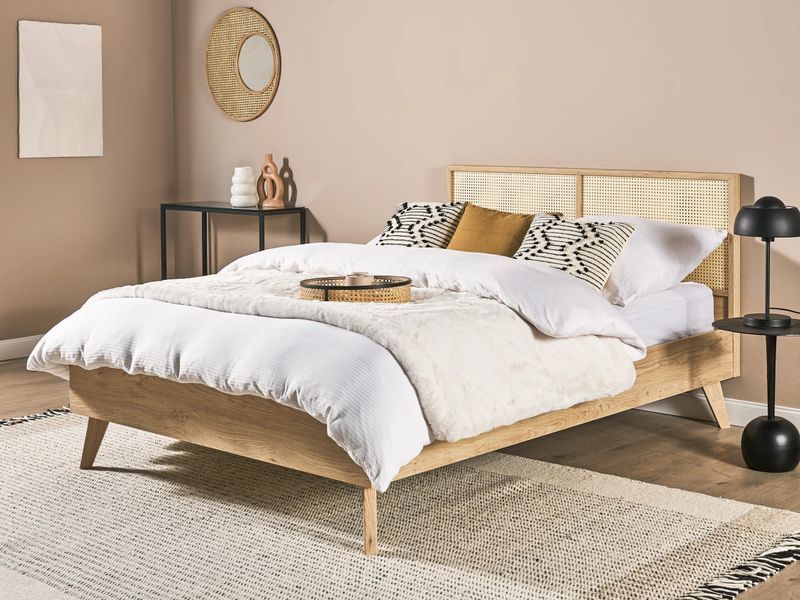 Ліжко з ротанга MONPAZIER 140 x 200 см (EU Double) Світло-коричневе 355837-395199 фото