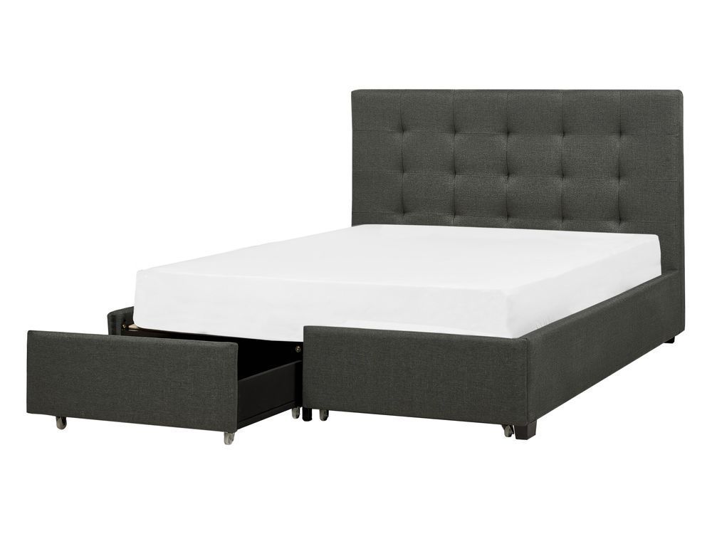 Ліжко з шухлядами для зберігання тканинне LA ROCHELLE 140 x 200 см (EU Double) темно-сіре 290628-158777 фото
