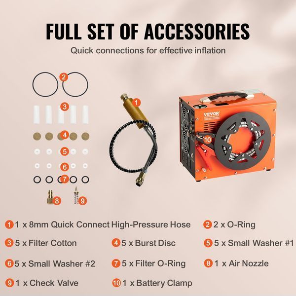 Воздушный компрессор VEVOR PCP 30 МПа/4500 PSI, портативный компрессор PCP 0,5 л, DC12V и AC120V, воздушный насос с рабочим циклом 25 мин, мощный преобразователь 600 Вт, насос высокого давления, пневматическое ружье, винтовка 0300-QQGYCQJ350WZ3ADMYV2 фото