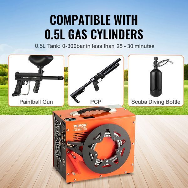Воздушный компрессор VEVOR PCP 30 МПа/4500 PSI, портативный компрессор PCP 0,5 л, DC12V и AC120V, воздушный насос с рабочим циклом 25 мин, мощный преобразователь 600 Вт, насос высокого давления, пневматическое ружье, винтовка 0300-QQGYCQJ350WZ3ADMYV2 фото