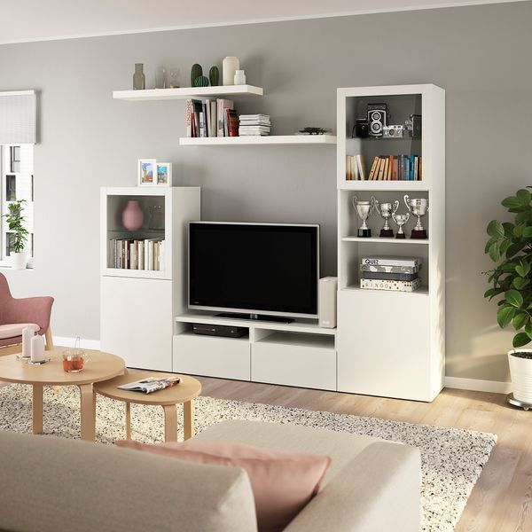 ІКЕА BEST&Aring; БЕСТО / LACK ЛАКК, 993.986.85 Тумба під телевізор, білий, 240x42x193 см 993.986.85 фото