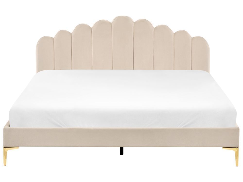 Ліжко оксамитове SAUVIAN 180 x 200 см (EU Super King) Бежеве 341004-661124 фото