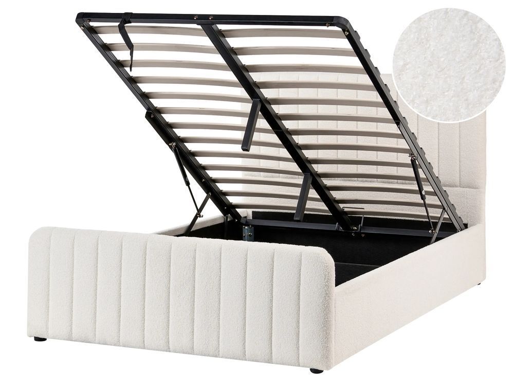 Пуф-ліжко букле LUNAN 120 x 200 см (EU Small Double) Білий 356560-703197 фото