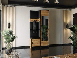 ROJ 11 Шафа-гардероб, Золотий дуб Крафт + Чорна екошкіра 4896244-0057710 фото