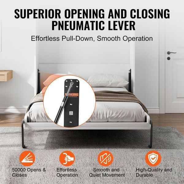 Пружинний механізм для відкидного ліжка VEVOR Murphy Bed 2185 x 1700 x 2210 мм, комплект для відкидного ліжка, розмір Queen Deluxe, комплект для самостійного складання, механічна фурнітура для настінних ліжок, пневматична опора ліжка з важелем 5551-MFCZDJGQDGZFZSYYDV0 фото